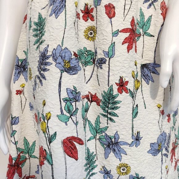 J. McLaughlin Catalina Cloth Colleen Dress Blue Striped Floral Skirt Spring - Picture 4 of 10